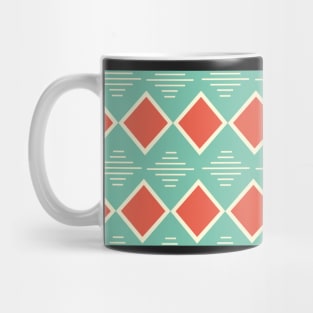 Kilim Abstract Geometric Diamonds Pattern Seafoam Green Rust Mug